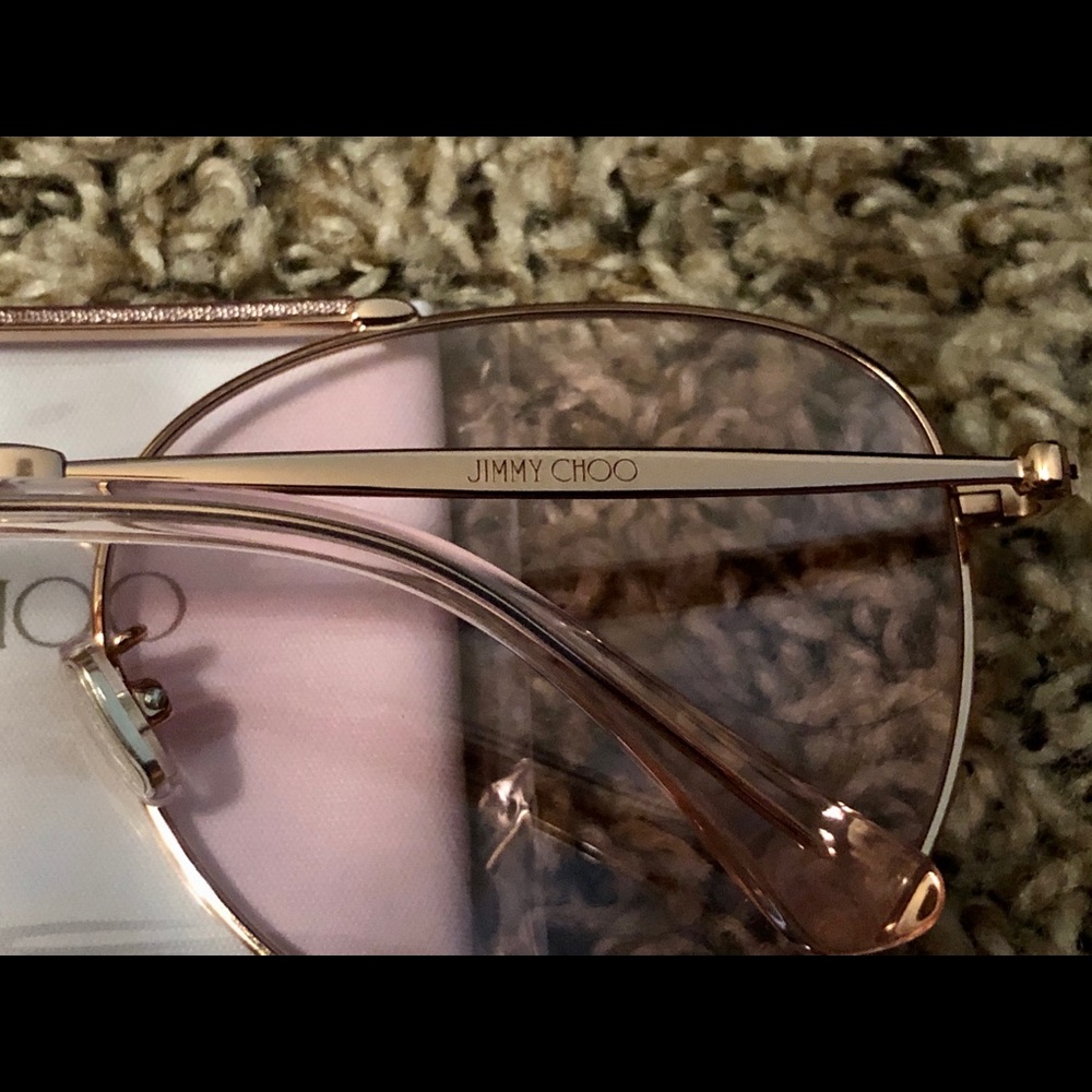 JIMMY CHOO Pink Abbiegs Aviator Stainless Steel 🕶 - Picture 6 of 9